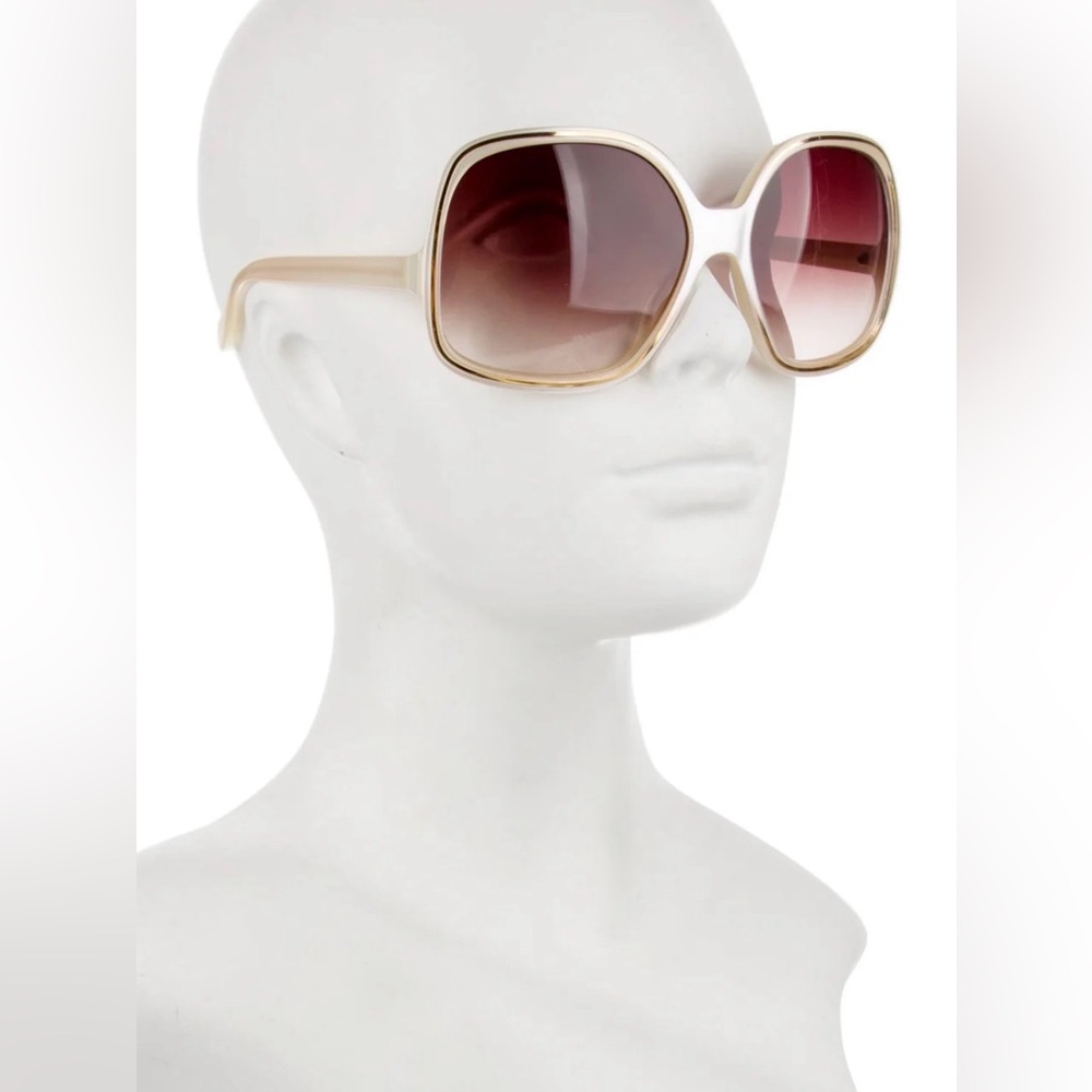 Oliver Peoples Beige Frame Sunglasses with Gradient Pink Lenses